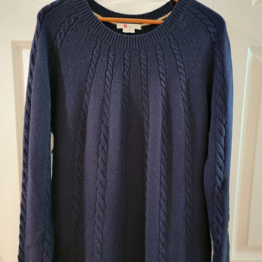 Boden Cynthia Navy Blue Cable Knit Sweater Long Sleeve Dress Size 12 - Picture 3 of 9
